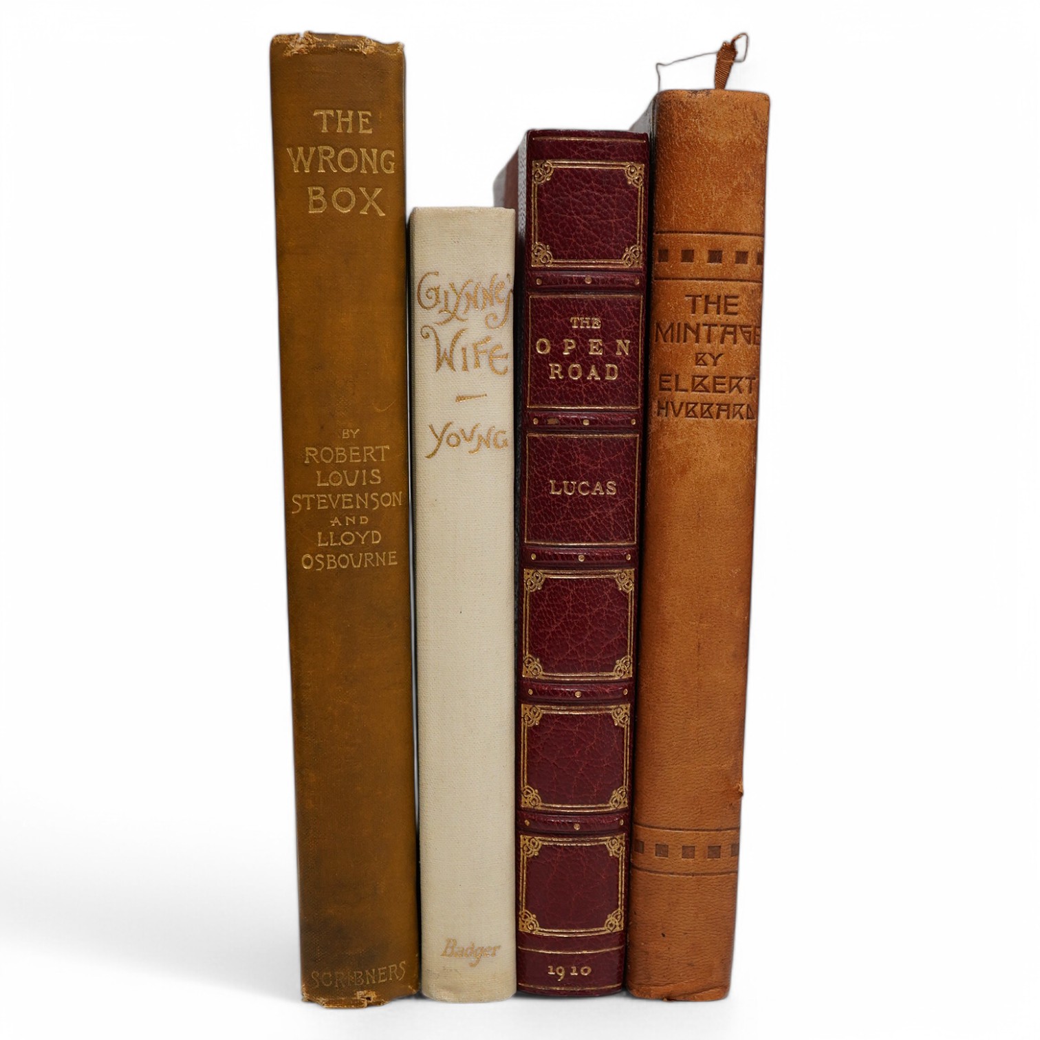 Stevenson (Robert Louis) and Lloyd Osbourne - The Wrong Box, first American edition, New York, 1889; Young, Julia Ditto - The Story of Glynne's Wife, Roycroft, New York, 1896; Lucas, E.V. - The Open Road, 1910, Hatchards